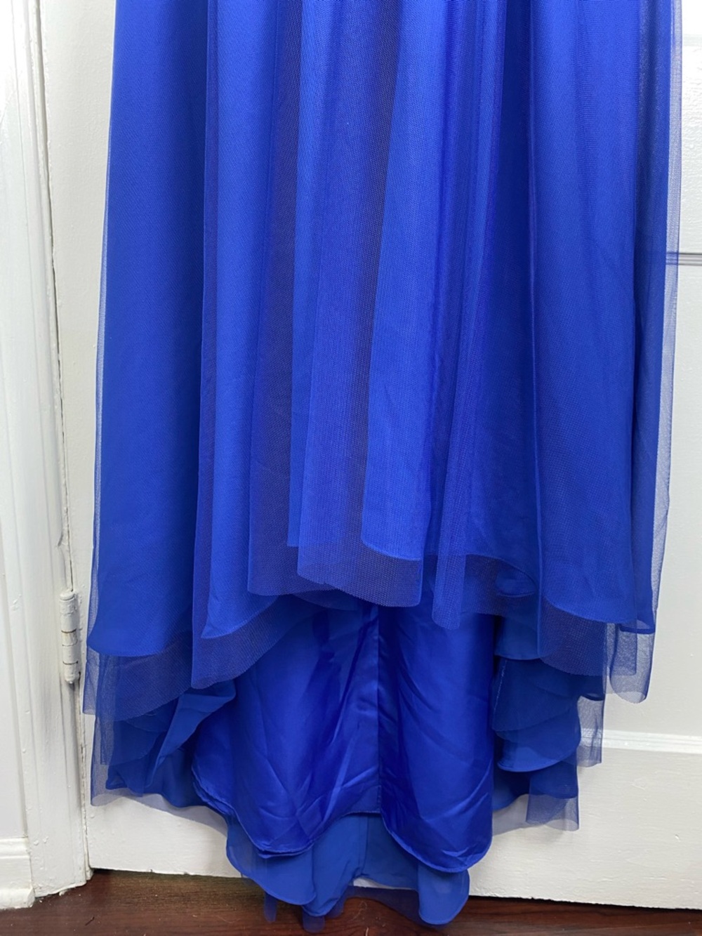 JJs House NWT Cobalt Royal Blue V-Neck Maxi with Beaded Cap Sleeves - Picture 3 of 8